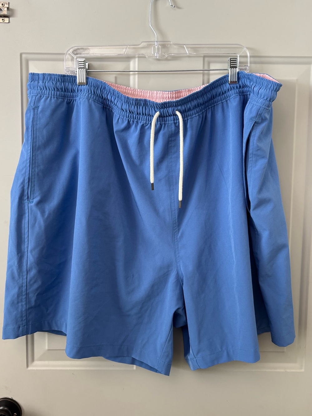 Polo by Ralph Lauren Blue Athletic Drawstring Shorts with Pink Waistband